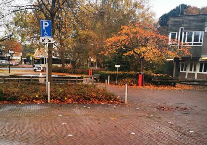 Twee gehandicaptenparkeerplaatsen bij de entree van het raadhuis